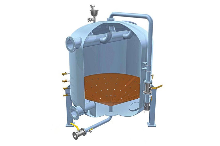Typical pressure vessel for granular activated carbon