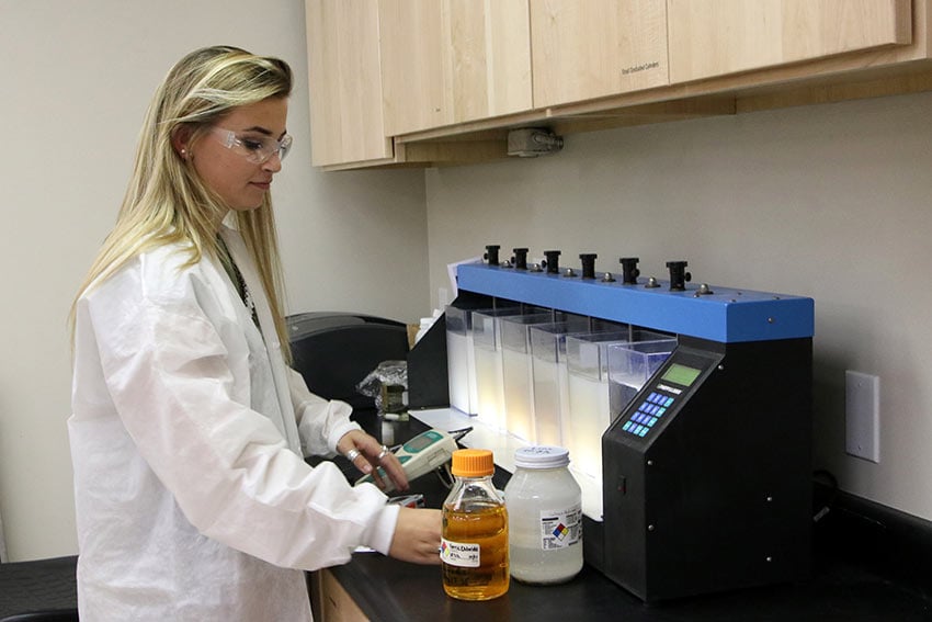 Kayla Mumford conducting jar testing