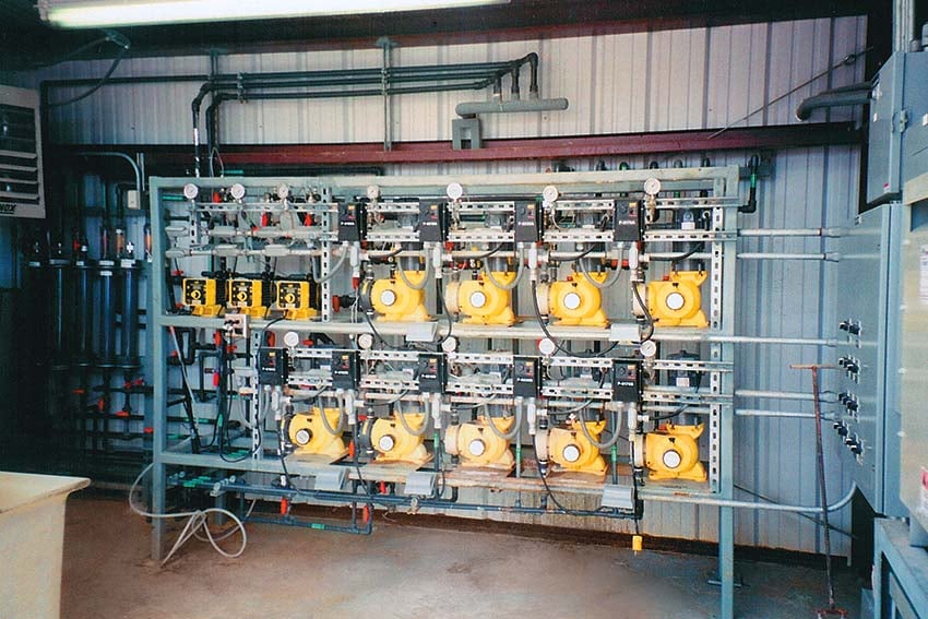 chemical feeds at a water treatment plant