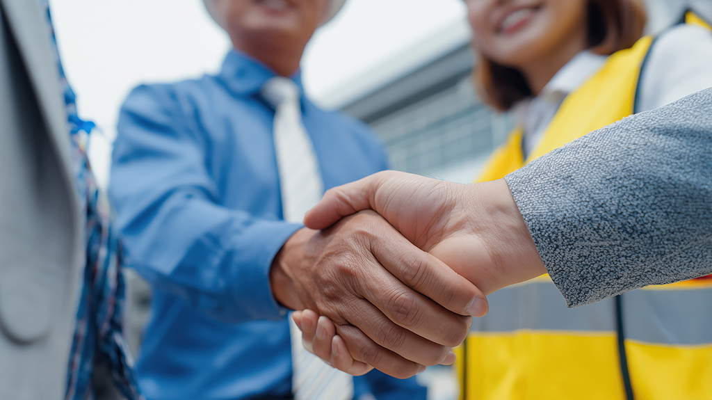 Engineers shaking hands