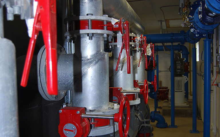 Backwash waste headers at Bolivar plant