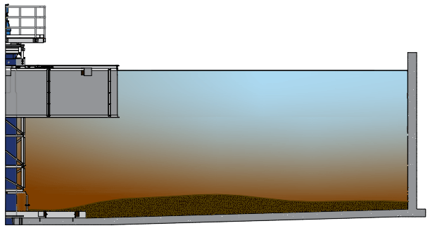 cutaway diagram showing how sludge behaves in the COP clarifier
