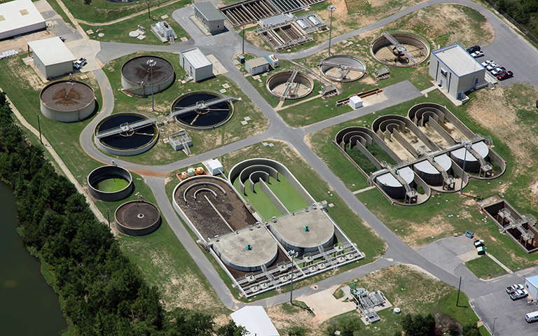 Aerial view of Pace Florida wastewater treatment plant