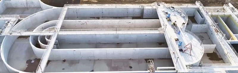 OxyStream oxidation ditch under construction at Lawrence WWTP
