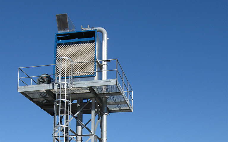 Forced draft aerator at City Park water treatment plant, Columbus, Texas