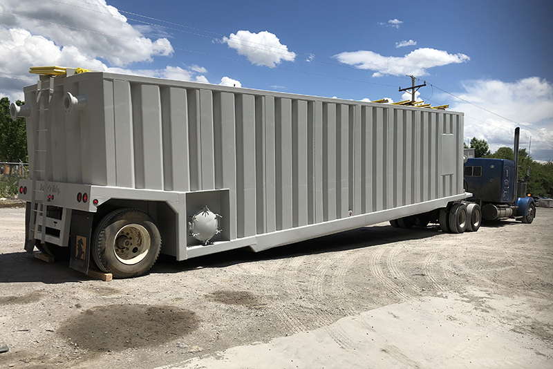 Mobile clarifier trailer before being installed on-site