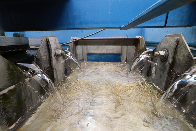 Clean water running through effluent trough.
