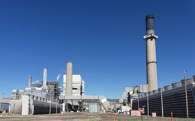 Wide-angle view of the Naughton power plant, including cooling towers
