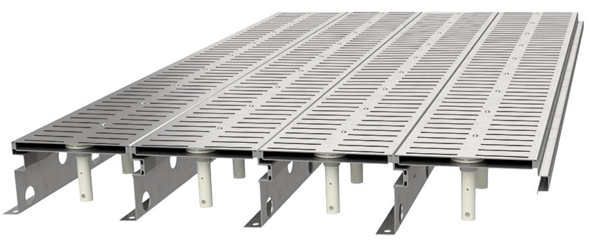 LAZERFLO strips nested together get bolted to the cell floor